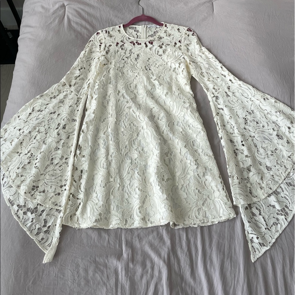 camilla and marc farrow bell sleeve lace cocktail dress